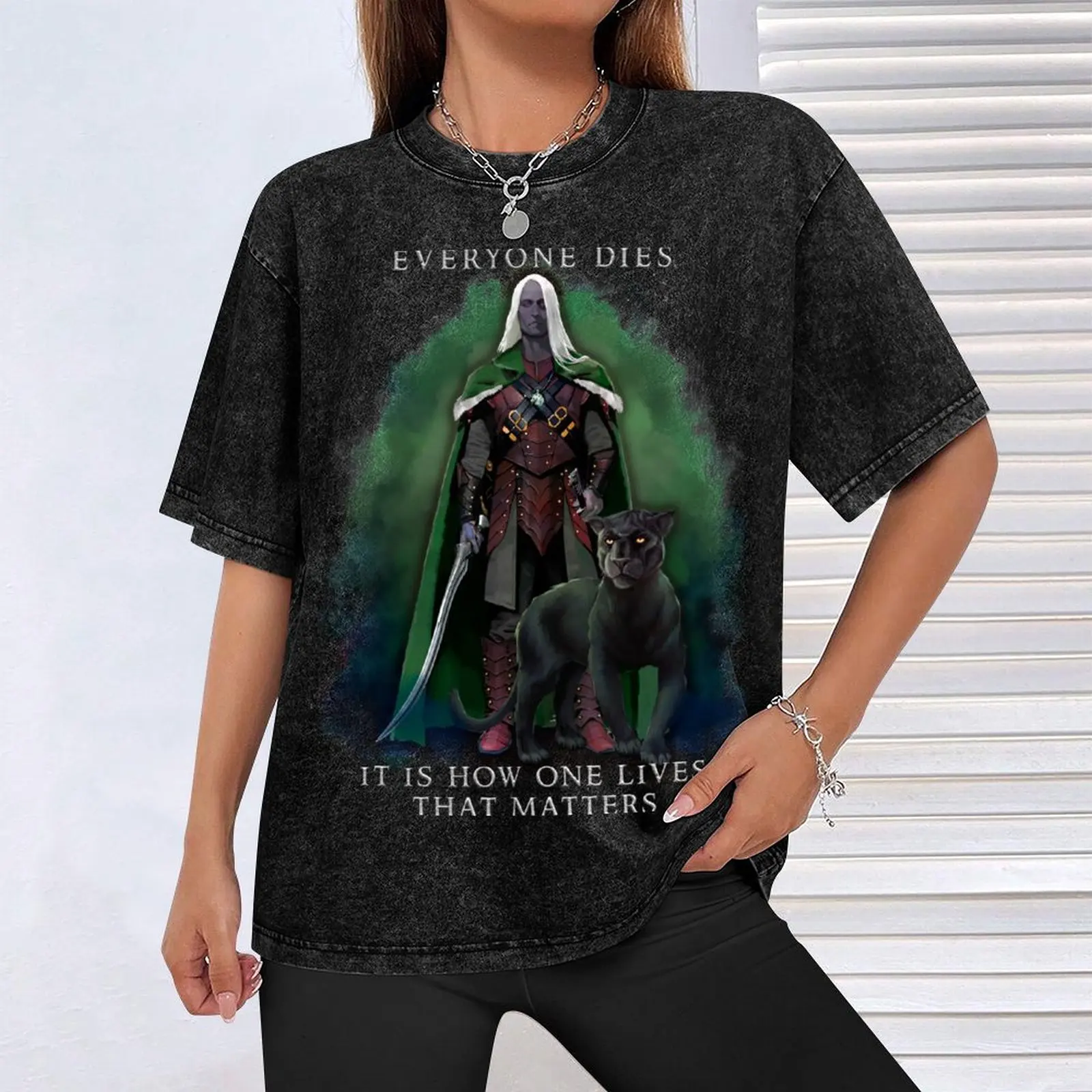 Drizzt Do'Urden Drow Fighter 138 تي شيرت تي شيرت رجل عادية تي شيرت قطن عالي الجودة تي شيرت