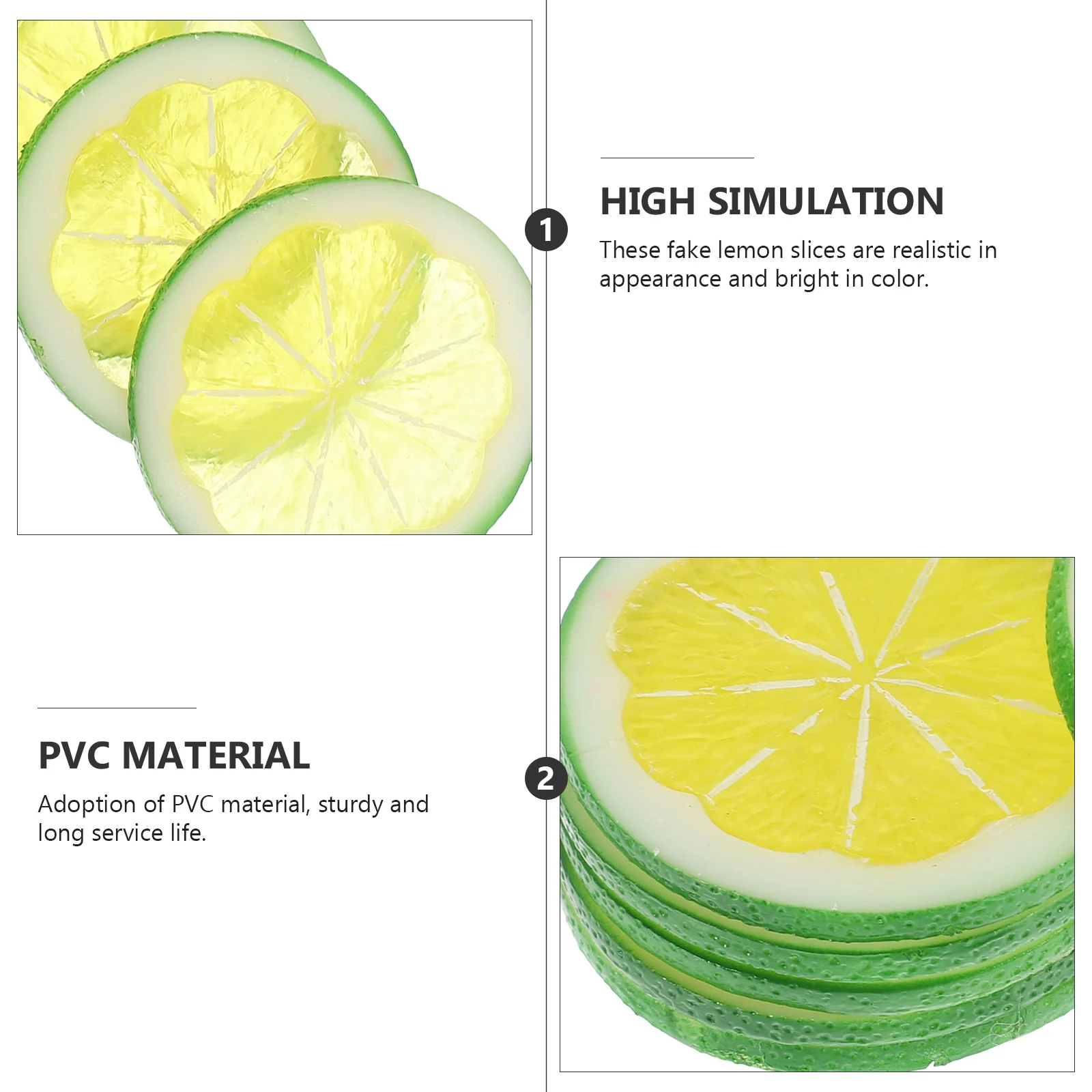 6 قطع من شرائح الليمون الاصطناعية الواقعية لتزيين الفاكهة لغرفة الطعام وغرفة المعيشة والحفلات والمناسبات والتصوير الفوتوغرافي #1