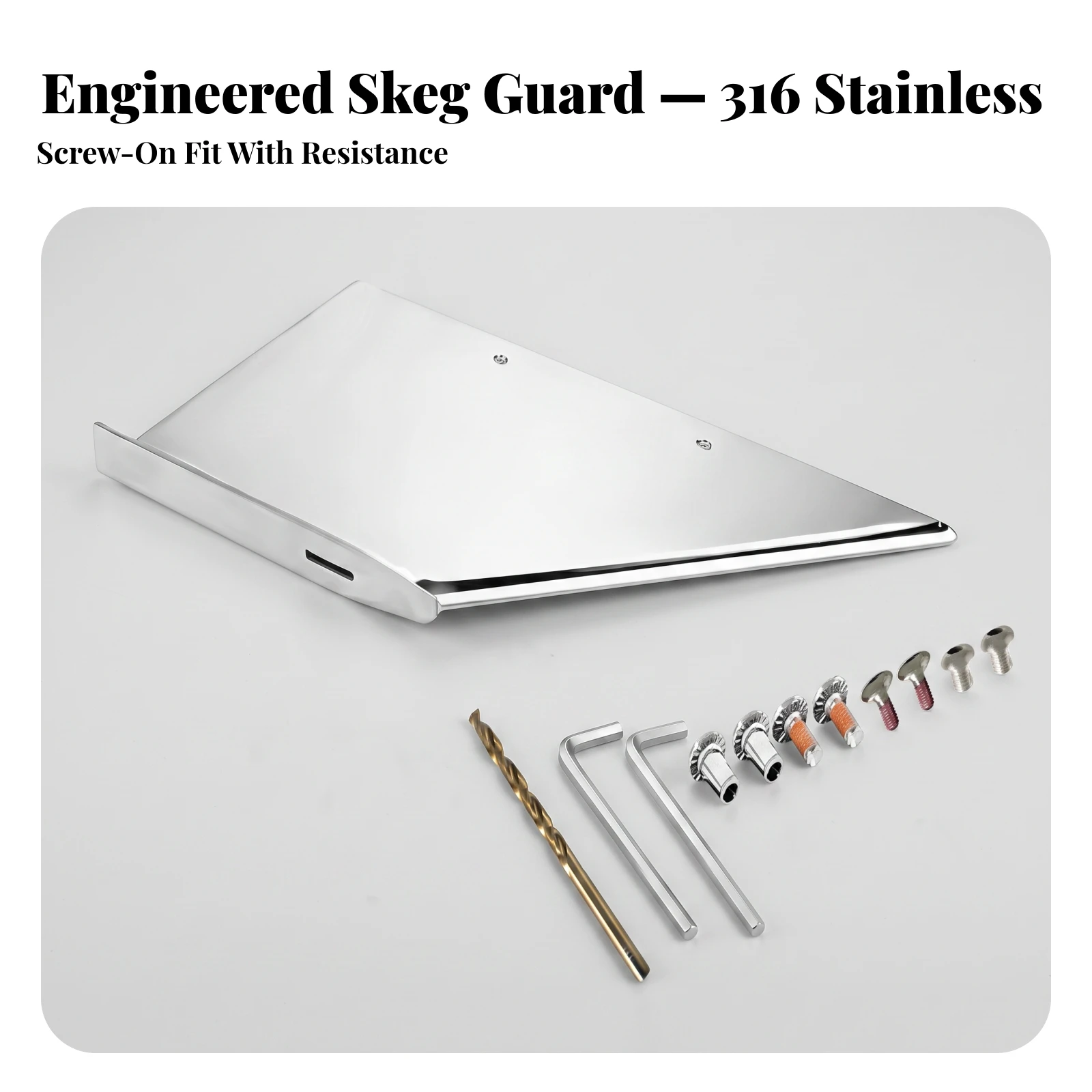 Skeg Protector Stainless Steel Stern Drive Protection Guard Hardware Mirror-Polished for Boat Owners, Marine Use, Shallow Water