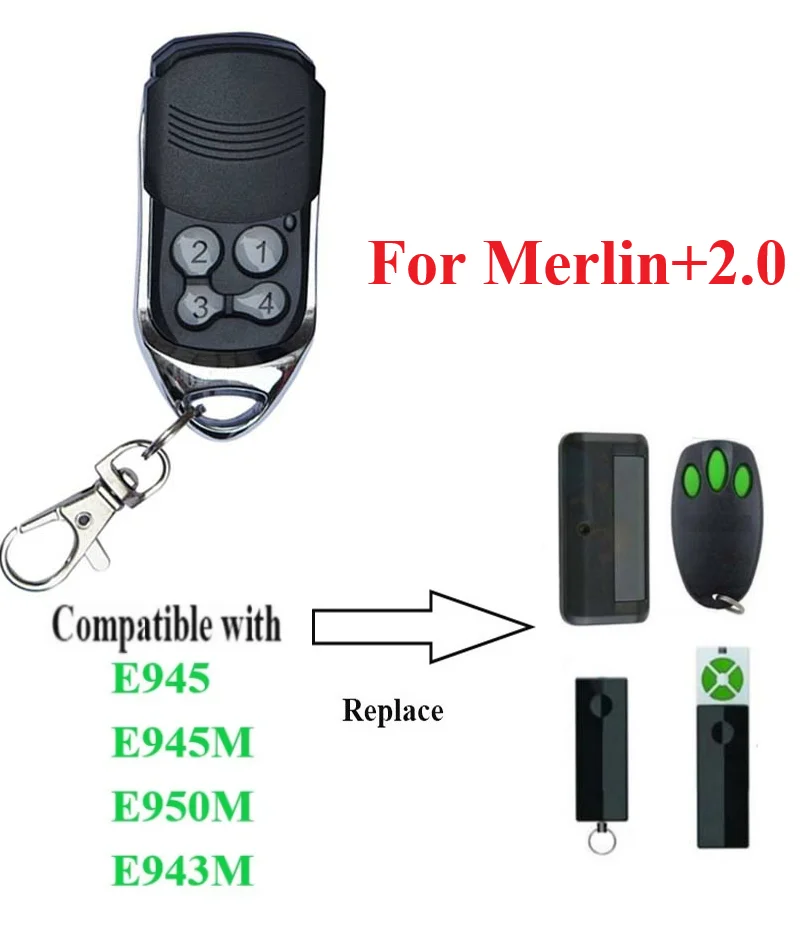 Imagem -05 - Controle Remoto Garagem Portão Abridor Merlin 2.0 Portão Abridor de Porta Novo Merlin E943 E945m E950 Mt100evo Mt60evo