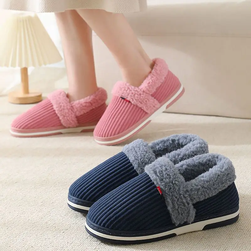 New Winter Thick Plush Slippers Couples Indoor Home Furry Shoes Non Slip Men Women Furry Warm Casual Plush Soft Cotton Slippers