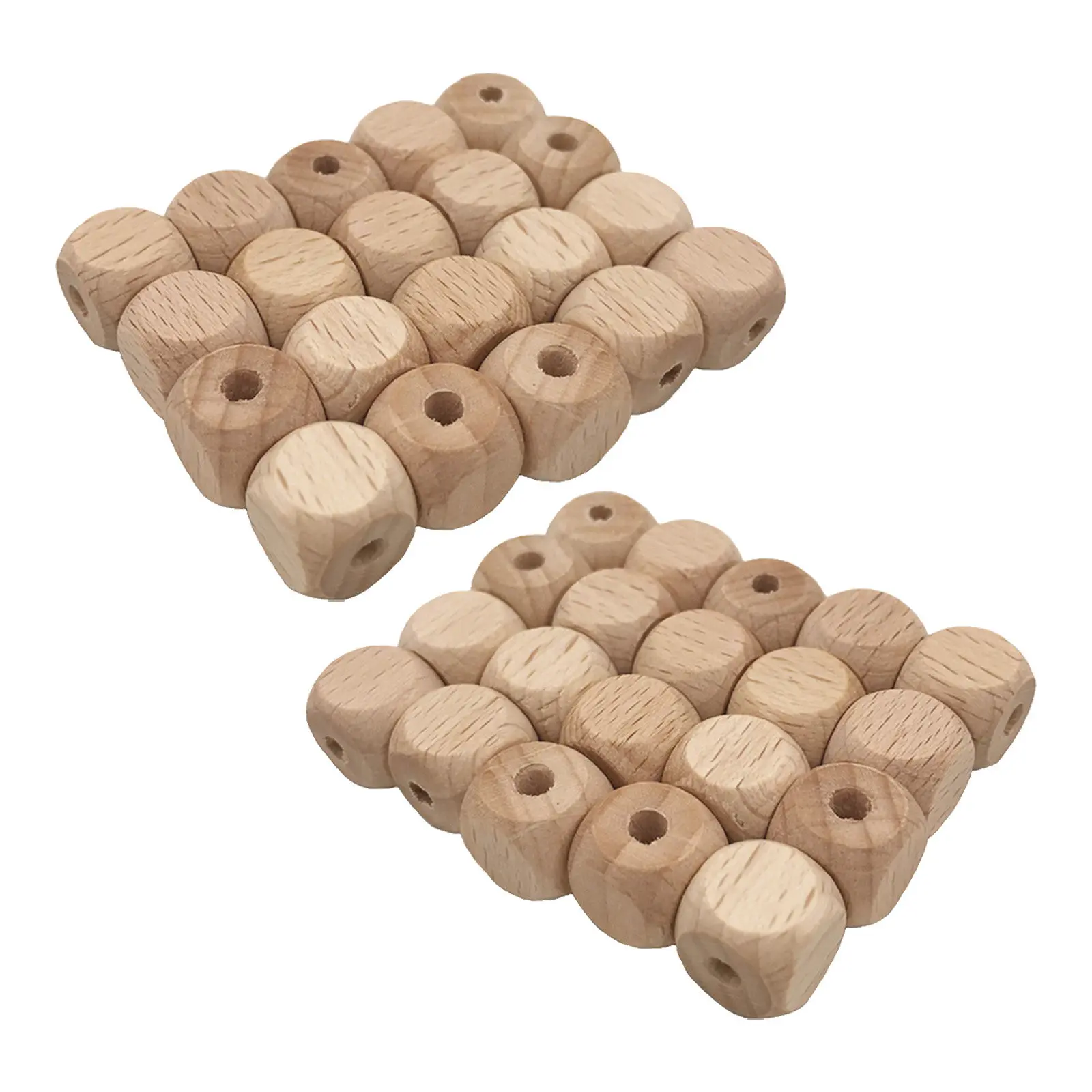 Natural Beech Wood Beads 12x12mm Square DIY Jewelry Making Kit for Bracelets, Necklaces & Crafts – 50pcs