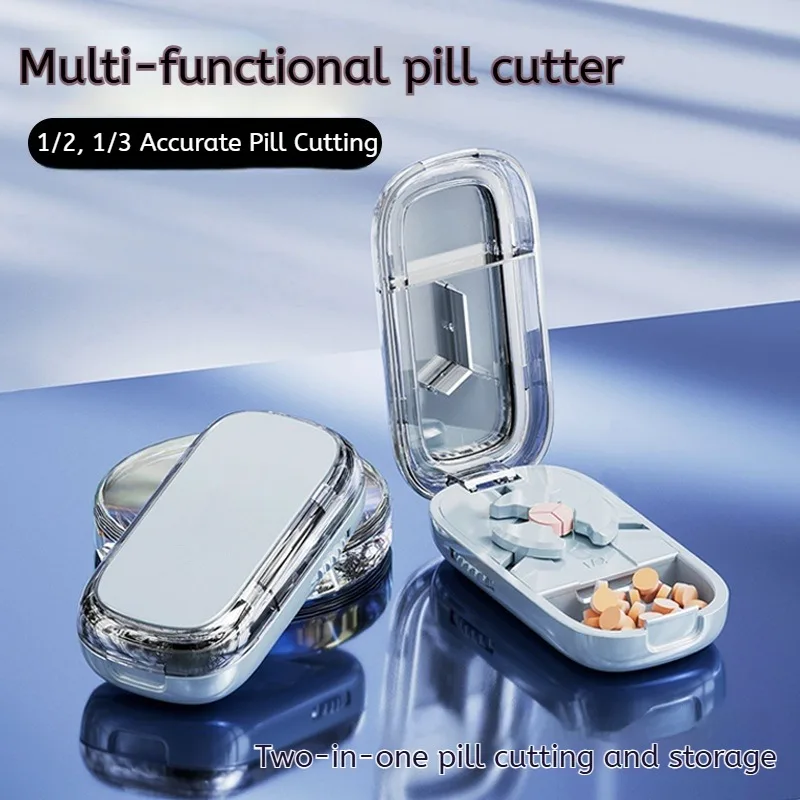 

1 шт., резак для таблеток, коробка для хранения таблеток, многофункциональная пыленепроницаемая коробка для таблеток, портативный разделитель таблеток для таблеток
