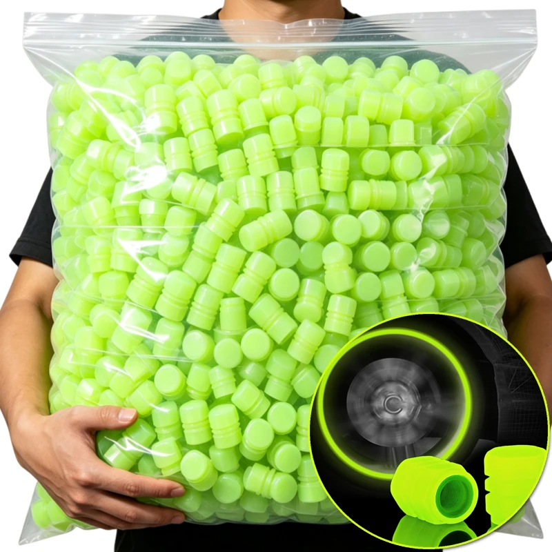 Luminous Tyre Valve Cap Auto Motorbike Bicycle Universal Wheel Valve Dust Caps Fluorescent Decoration Car Accessories 4-200pcs