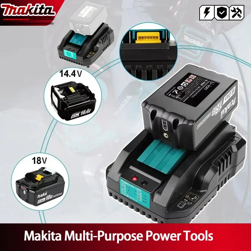 

Зарядное устройство Makita DC18RC 18В для аккумуляторов 3/4А Li-ion, для инструментов Makita Bl1830 Bl1430 14.4В 18В, с вилкой EU/US
