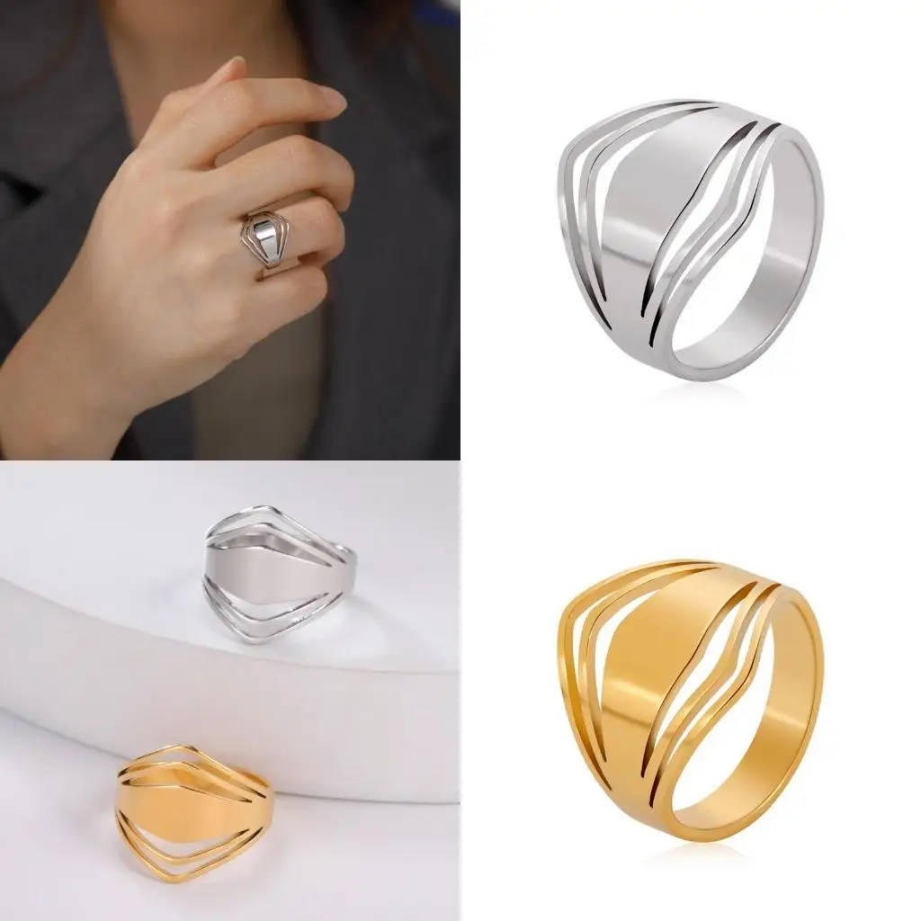 

A52E Hollow Statement Rings Stylish Jewelry Suitable for Parties and Gatherings