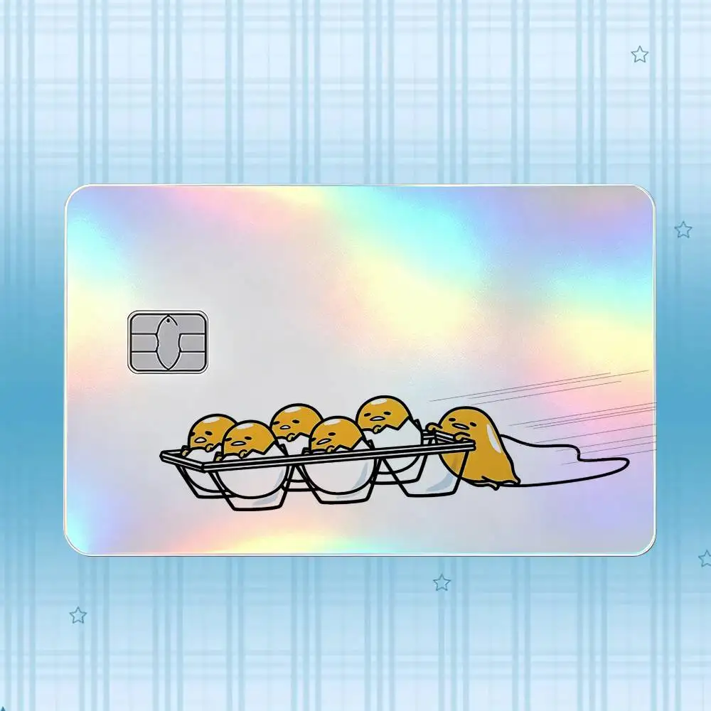 G-Gudetama Laser-Hologramm-Karten-Skin-Aufkleber für Kredit- und Debitkarten – 4 Stück/Set, wasserfester, kratzfester Schutz – Detail 8