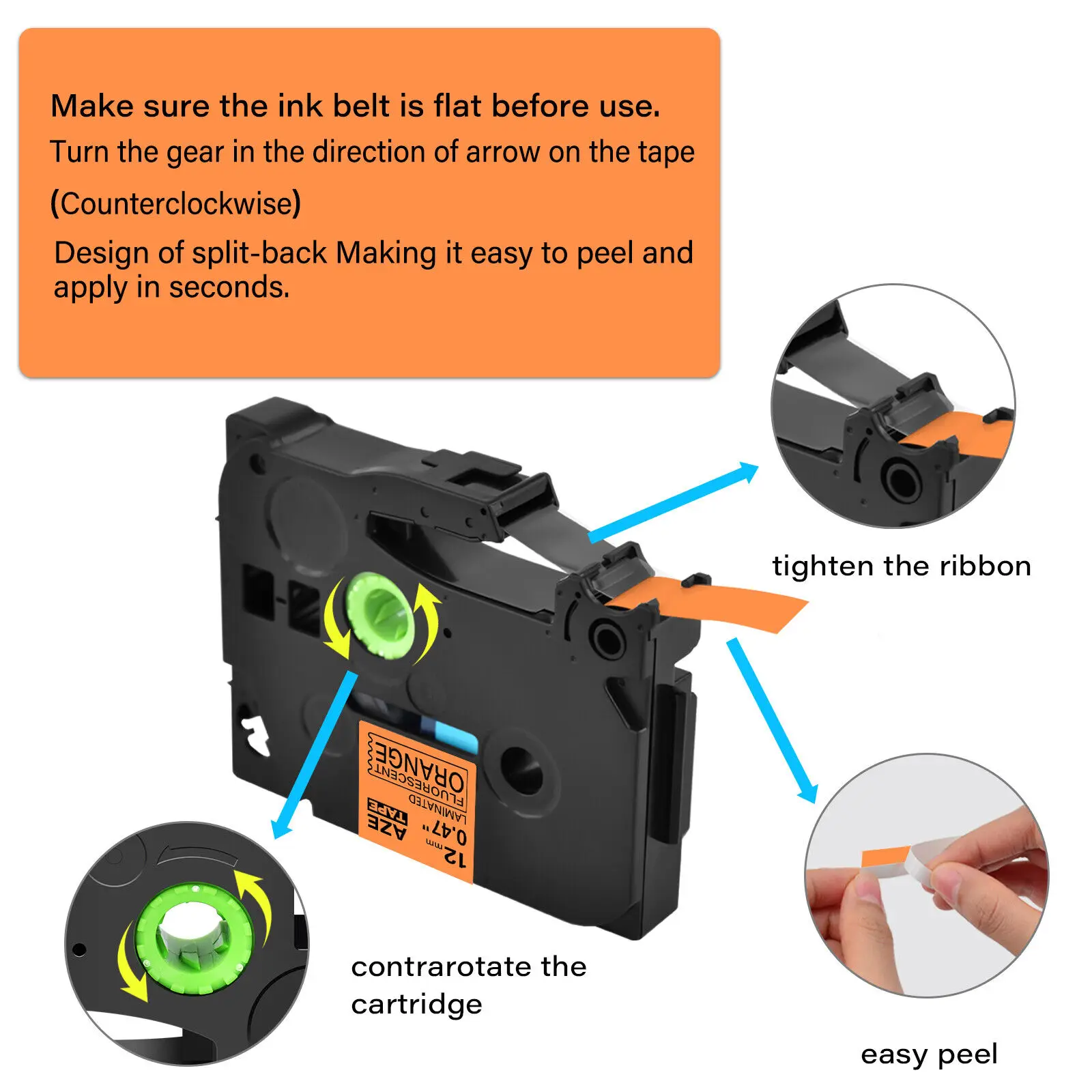 5/10PK 6-24mm Fluorescent Laminated Label Tape Compatible for Brother TZE B31 C31 D31 for PT-D600 400AD 450 P900W Label Printer