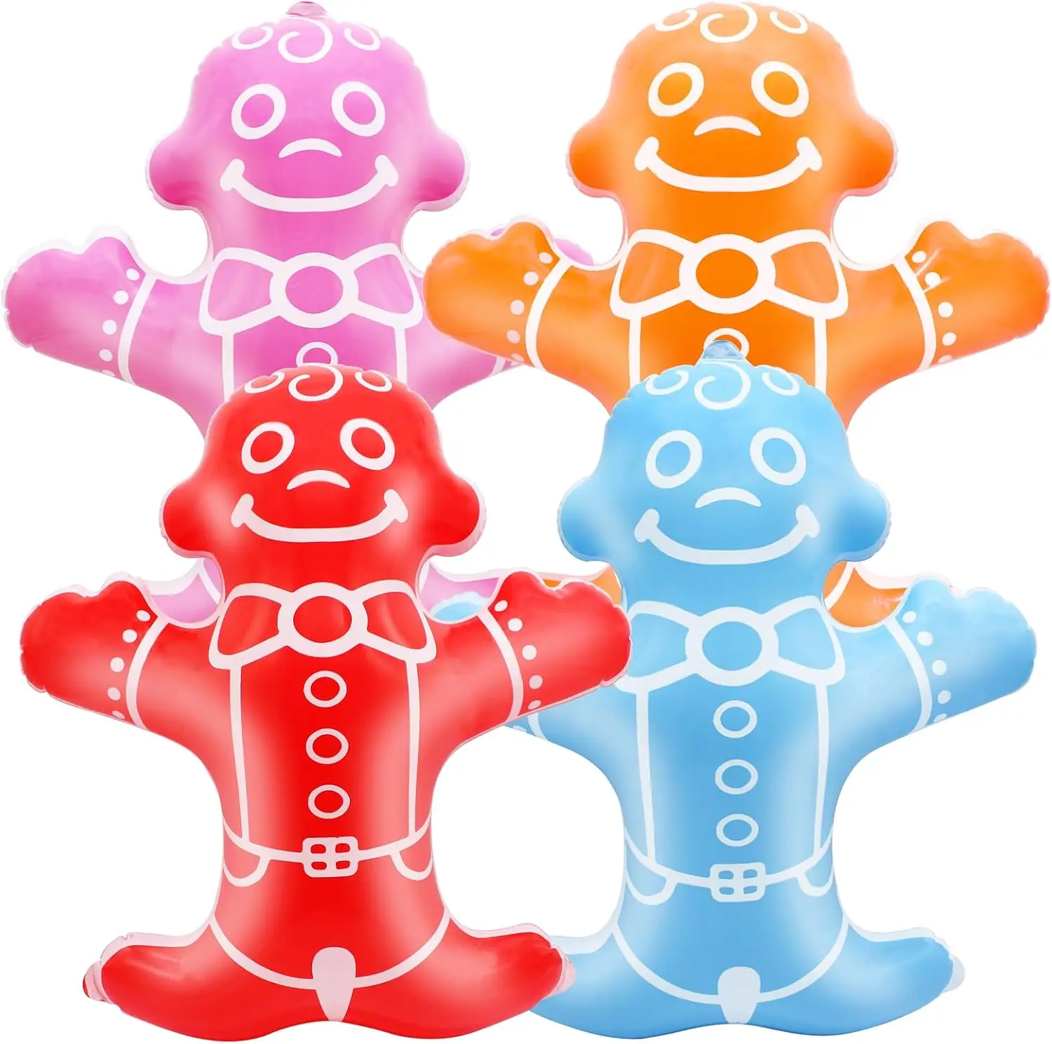4 Pcs Candyland Party Decoration 19.7'' Inflatable Colorful Gingerbread Man Prop Balloons Candy Trunk or Treat Car Decorations for Birthday Xmas Holiday Party Supplies Gifts