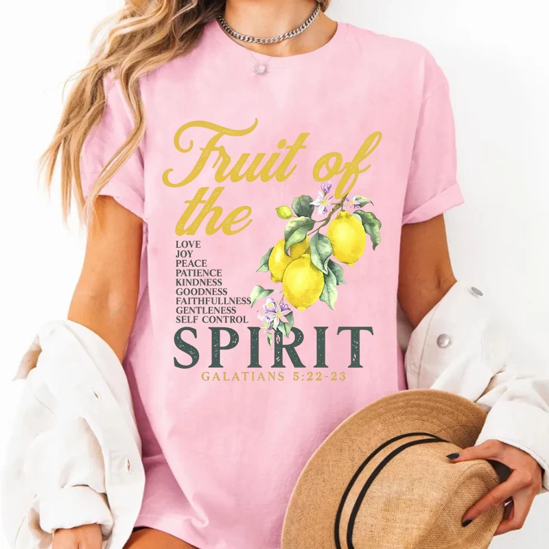 Christian T Shirt Men Women Fruit of The Spirit Graphic Tee Men Women Summer Print Short Sleeve T-shirts Casual Streetwear