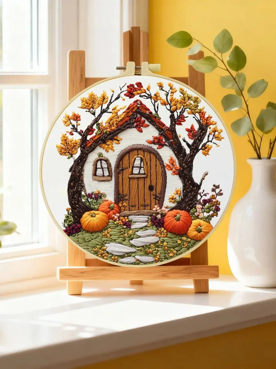1 Stück 20x20 cm/15x15 cm 7,87/6,3 Zoll Tür-Stickerei-Starter-Kit DIY-Kit DIY-Stickerei-Set für Anfänger – Detail 6