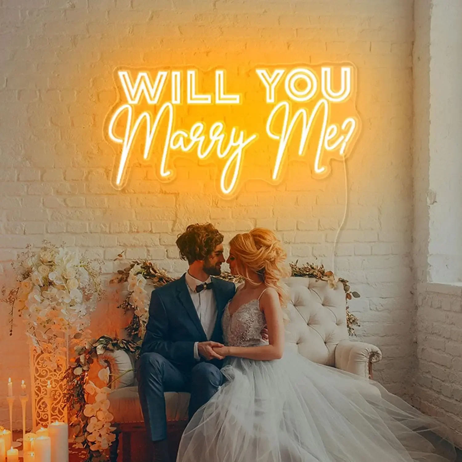 

Will You Marry Me Neon Sign LED Light Custom Text, Wedding Proposal Room Decor, Valentine's Anniversary Gift