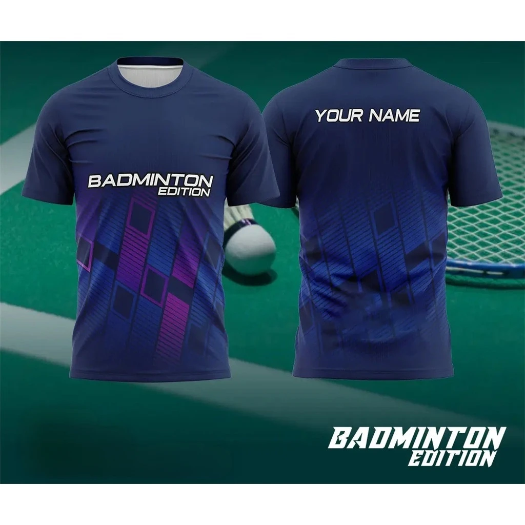 Мужская одежда для бадминтона, футболка для бадминтона с градиентным 3D принтом, индивидуальное имя и логотип команды, быстросохнущая спортивная одежда на открытом воздухе, мужской топ для спортзала