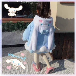 Winter Sanrioed Cinnamoroll Lolita Animedown Jacket Jacket Girl Kids Fashion Kawaii Birthday Party Role Play Cute Cartoon Gift