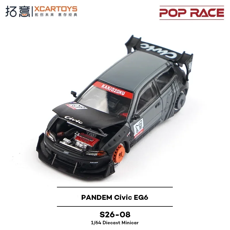 

Xcartoys x POPRACE 1:64 PANDEM EG6 KANJOZUKU Черная литая под давлением модель автомобиля