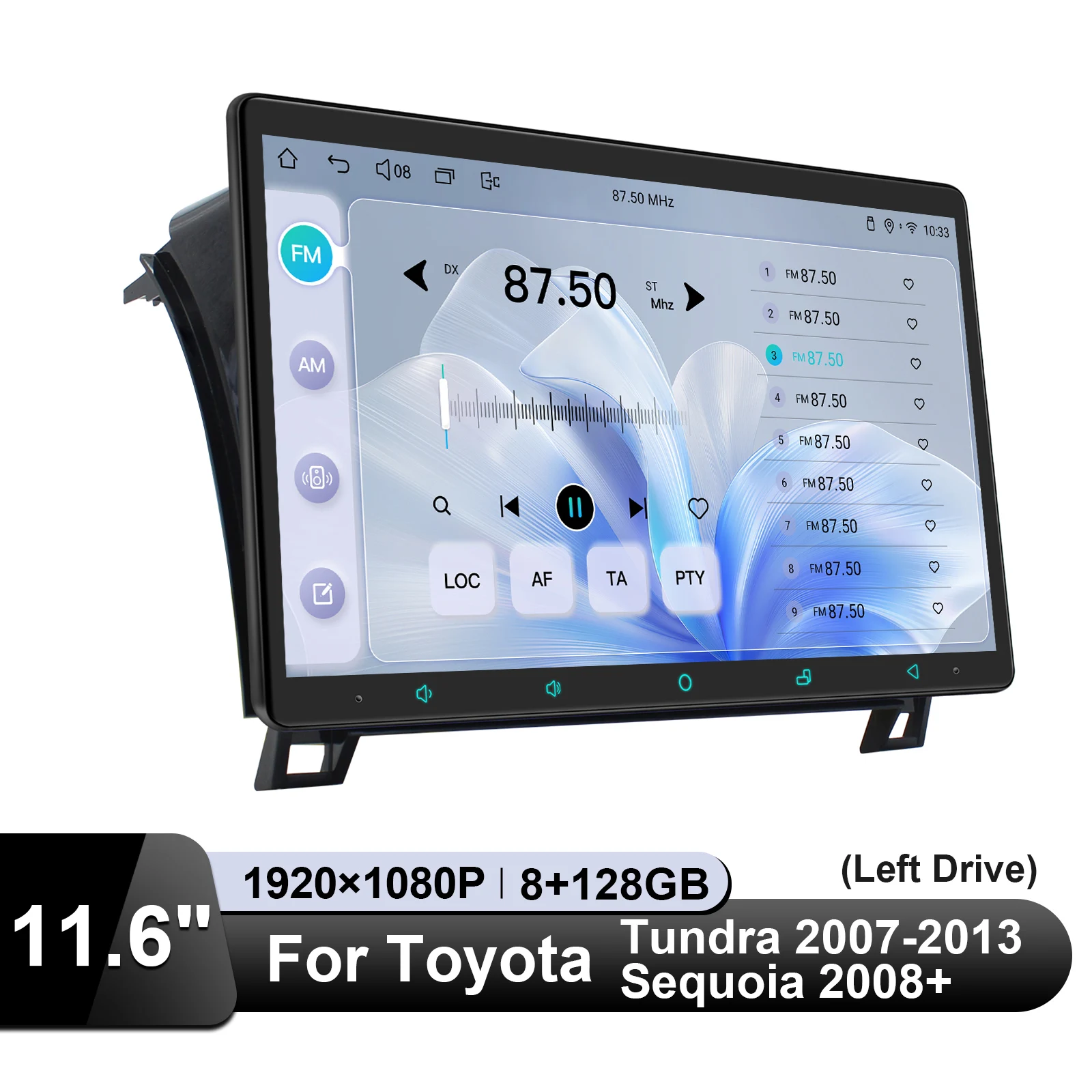 JOYING ترقية Carplay 11.6 بوصة سيارة الموسيقى نظام الوسائط المتعددة لتحديد المواقع والملاحة لتويوتا تندرا 2007-2013/تويوتا سيكويا 2008 +