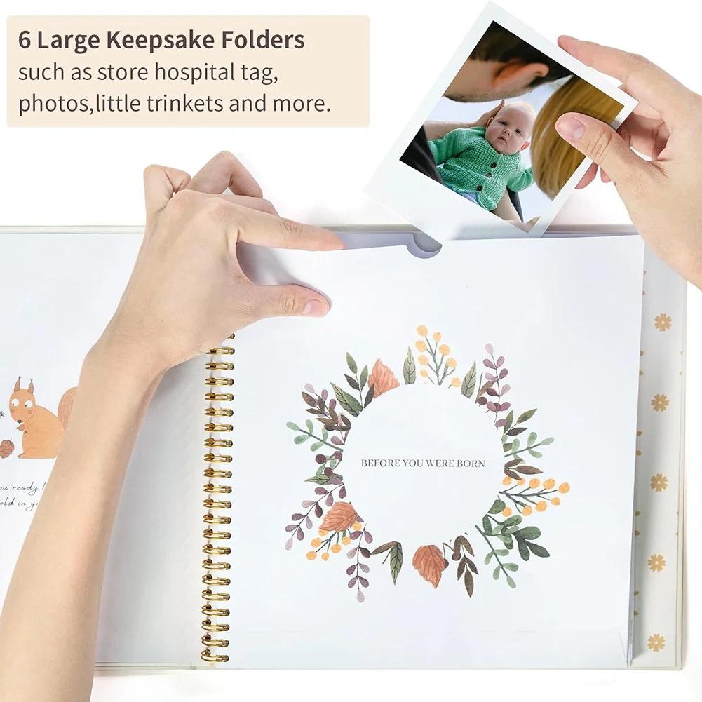 KSOL Baby Memory Book Scrapbook Photo Album Pregnancy Diary Cute Animal Keepsake Record Growth Journal Hand Account A