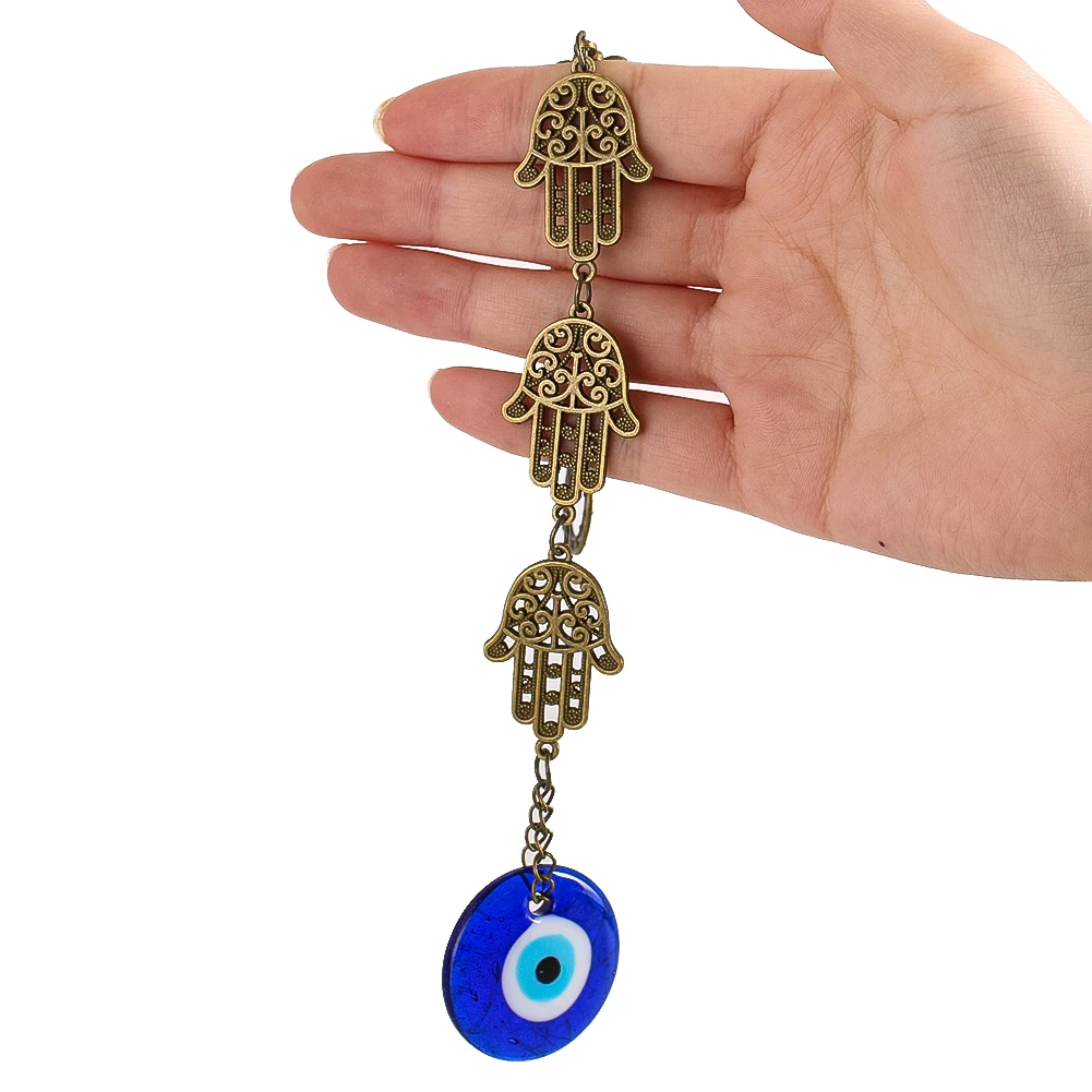 

Vintage Turkish Blue Evil Eye and Hand Pendant Metal Spirit Amulet DIY Home Garden Hanging Decoration Accessories Gift