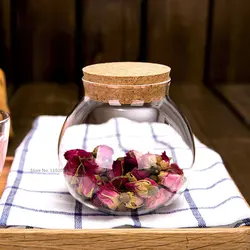 Récipient de stockage des aliments en verre Sphblades avec bouchons en liège, verre scellé, pot HI, grande capacité, cuisine, évaluation, 500ml