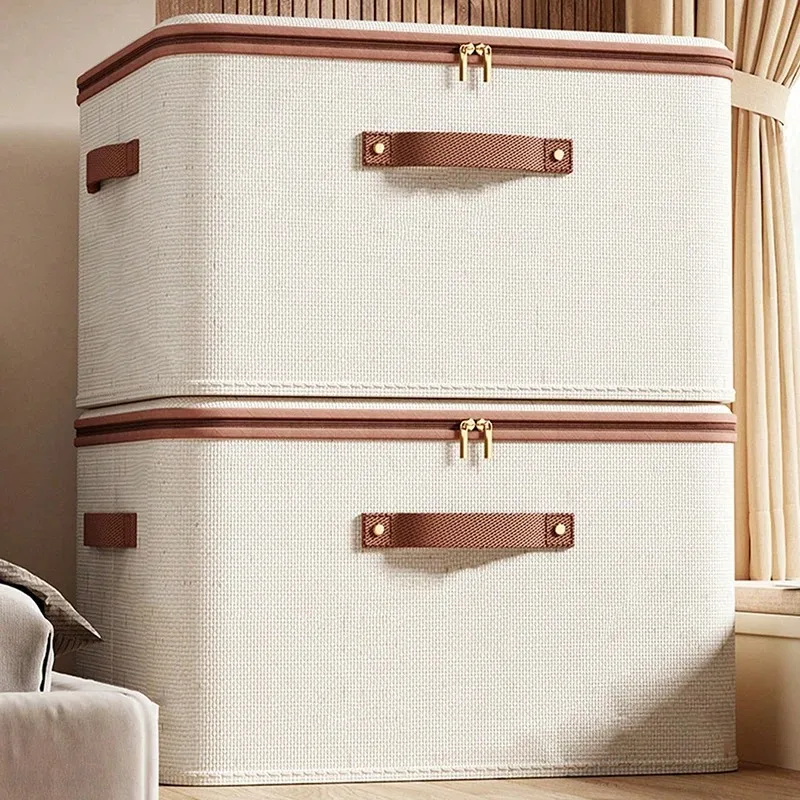 1PCS Heavy-duty hard-shell zipper storage organizer with a lid, suitable for storing household clothes and toys