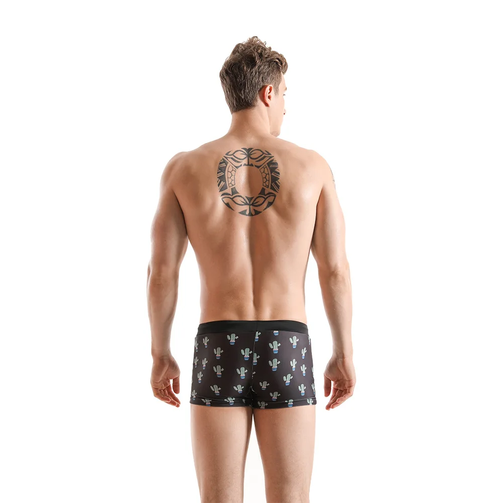 Men's swim shorts ins Nordic wind cactus print tethered nylon fashion boxer trunks beach quick drying trend men's swimsuit