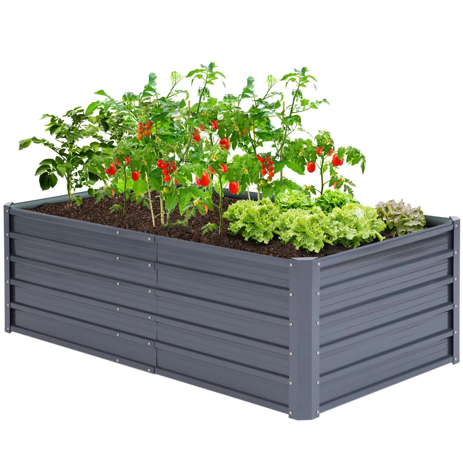 Ohuhu Outdoor Planter Boxes for Vegetables 6x3x1.9 FT Reinforced Galvanized Rustproof Colored Steel Heavy Duty Raised Garden Bed