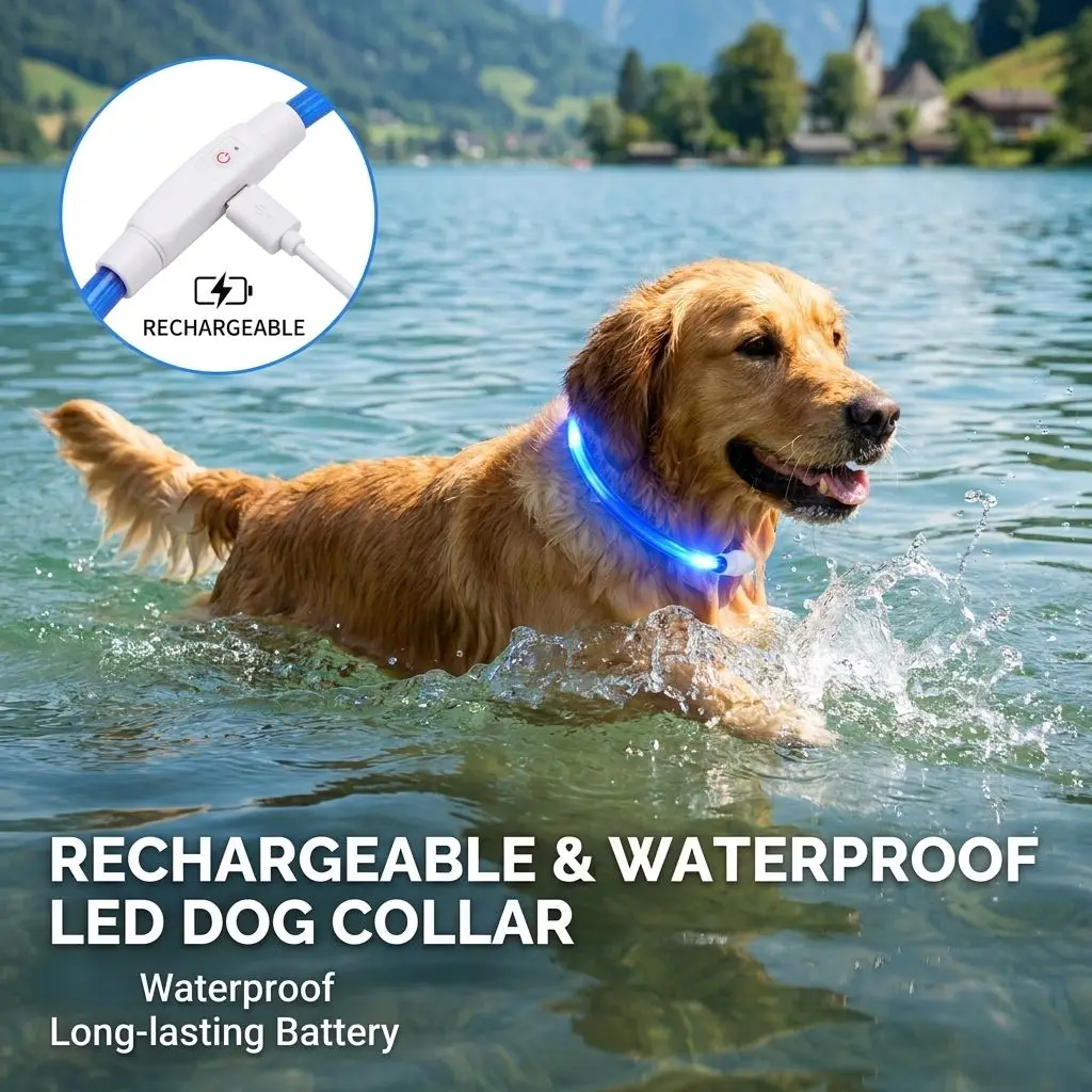 Rechargeable Led Dog Collar Adjustable Glowing Dog Collar All Size Dogs Cat Night Light Collar Pet Safety Optic Necklace Ring