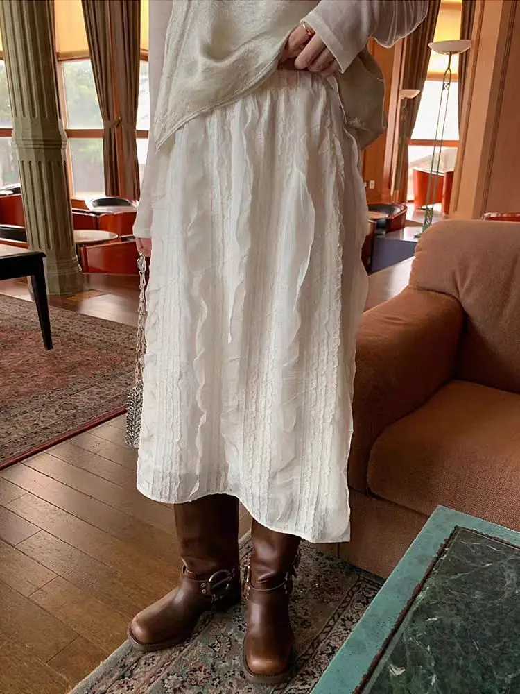 Korean Style Versatile Sweet Patchwork Lace A-line Skirt Half Skirt Women