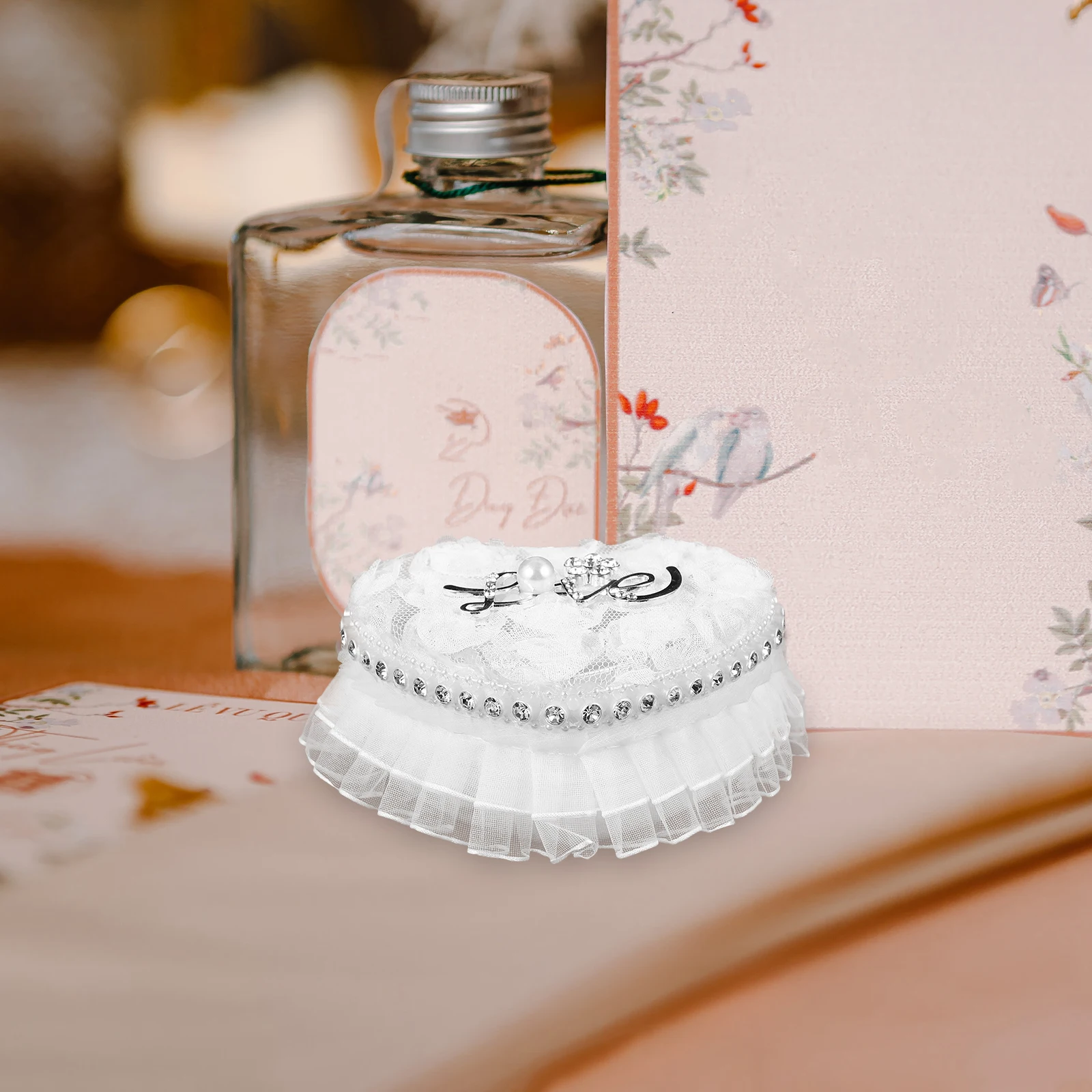 

Heart Shaped Ring Box Holder Jewelry Case Lace Small Boxes for Women Wedding Accessories Rings Brides