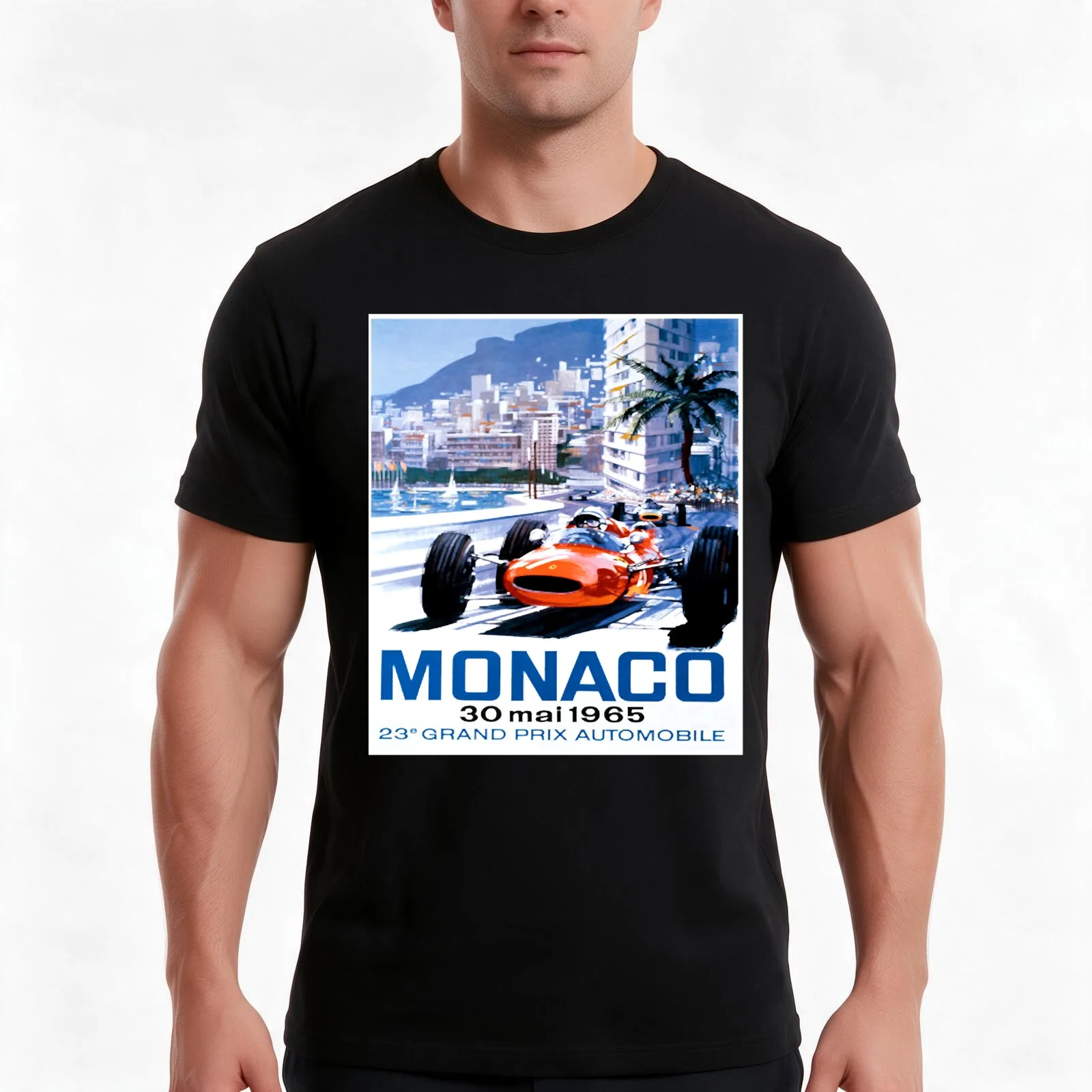 Monaco T-Shirt, Summer Casual Cotton Tee, Oversized Streetwear Tops, Vintage Graphic Print, Loose Fit Short Sleeve, 100% Cotton