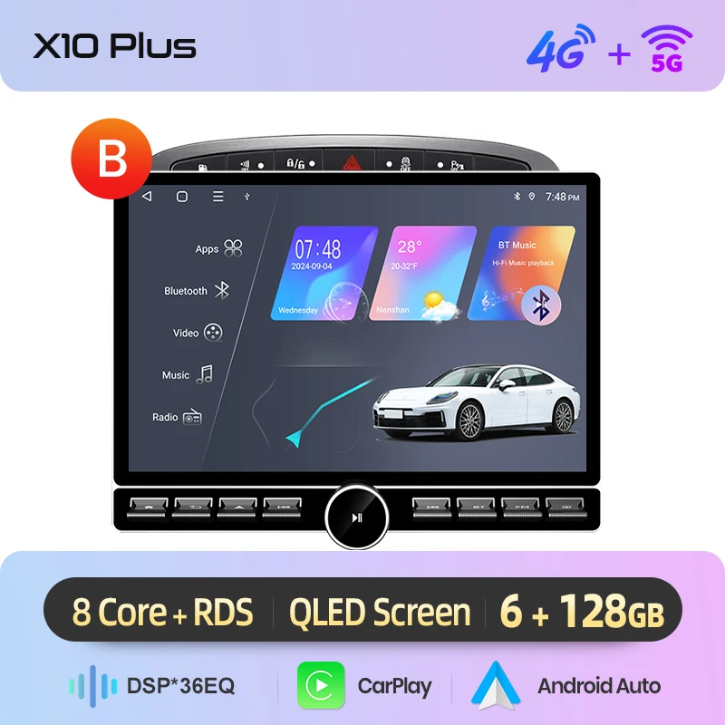 Junsun 13.1″ QLED Draadloze CarPlay Android Auto Autoradio Voor Peugeot 408 308 SW 2012-2020 Intelligente Systemen DSP SWC RDS GPS