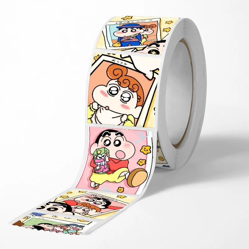 

500pcs/Roll Kawaii Anime Crayon Shinchan Stickers Roll Funny Cartoon Decoration Decals DIY Laptop Stationery Reward Sticker Toy