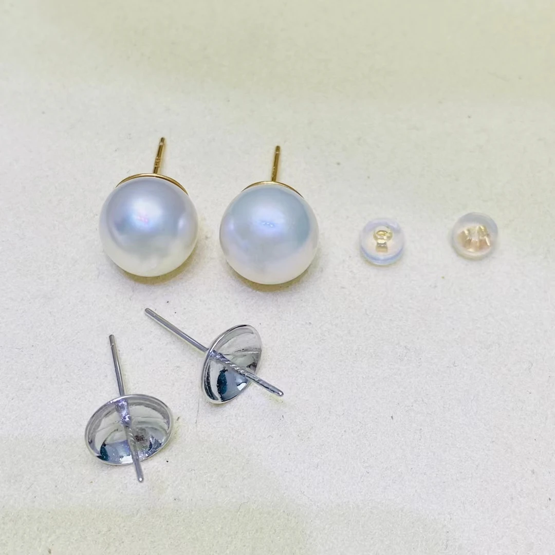 Wholesale 925 Sterling Silver Earrings Mount Findings Settings Base Mounting Parts Accessory for 11-12mm Pearls 10 pairs/lot