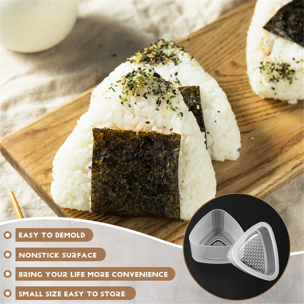 Triangular Sushi Mold, Onigiri Rice Ball Frame, Food Mould, Ferramentas de Decoração, 2 PCs
