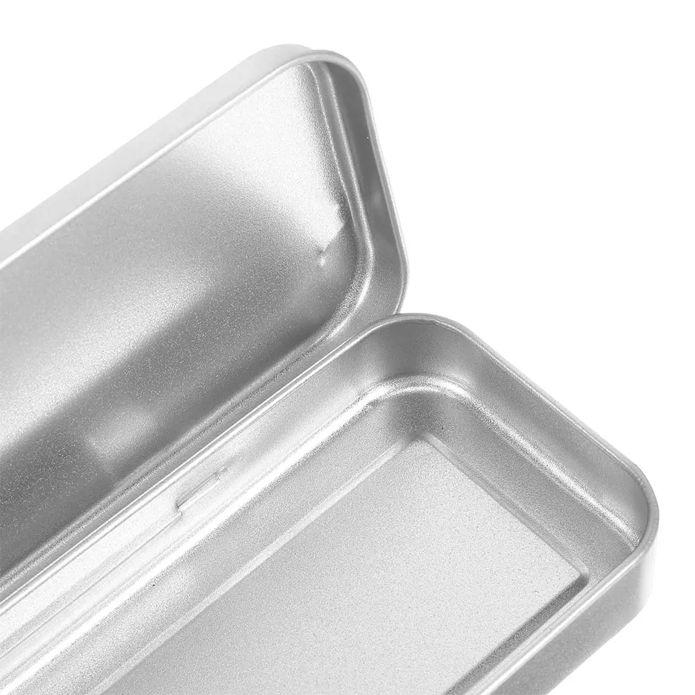 4 قطعة مقلمة صفيح واسعة المحمولة منظم قرطاسية حامل قلم معدني صندوق متعدد الوظائف مستطيلة القصدير الحاويات #5