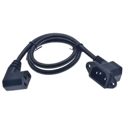 IEC320 C14 to C13 Extension cord,C14 with screw holes Right Angled and C13 Short, 60cm lenght, SVT 18AWG