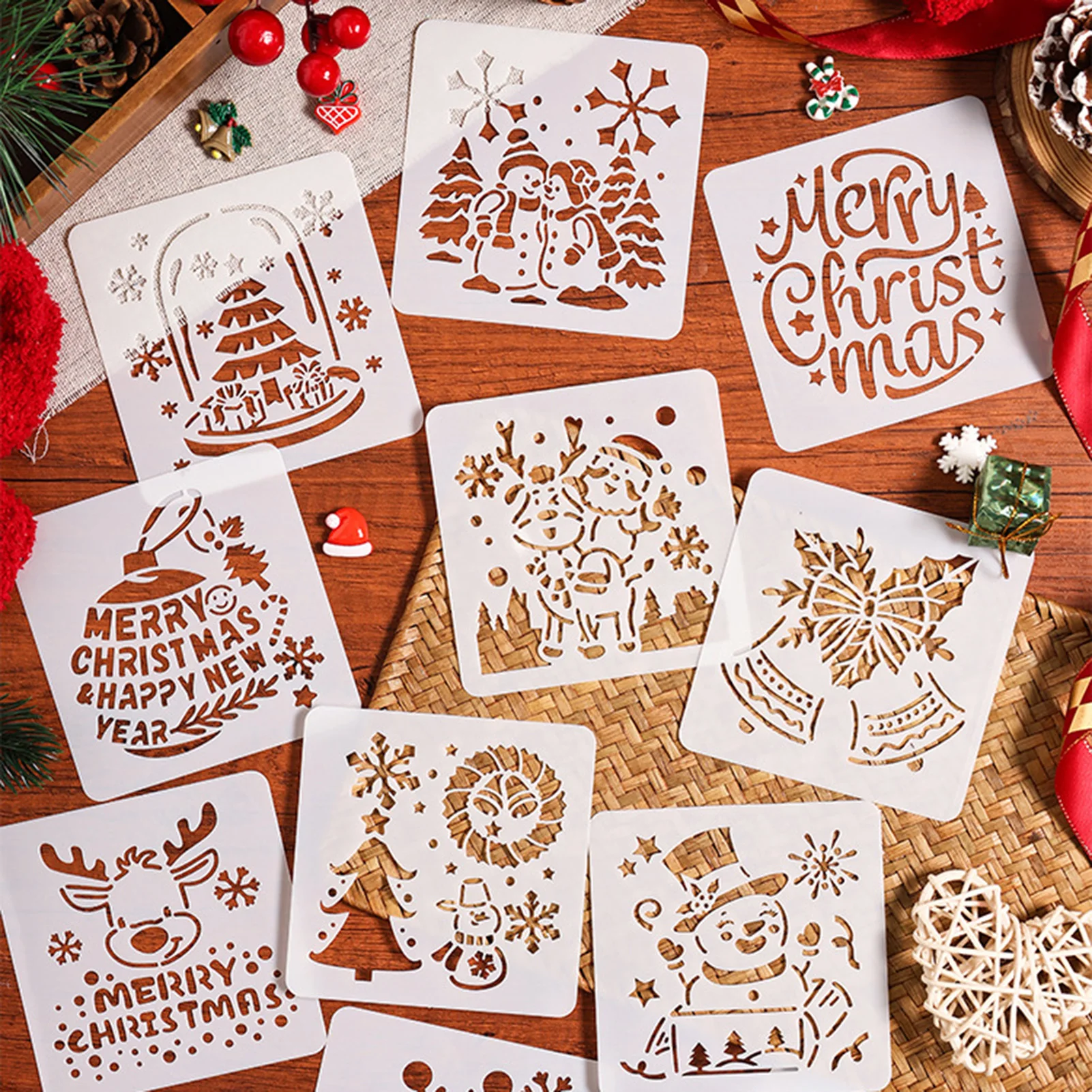 

Christmas Pupil Scrapbook Drawing Templates Art Templates Art Graffiti Stencils for Crafts Wall Canvas Fabric Paper DIY