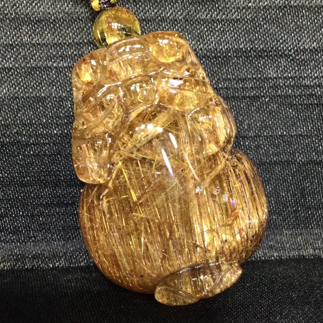 النحاس الطبيعي Rutilated قلادة كوارتز مستطيل Rutilated الكوارتز 32*24*19 مللي متر الرجال النساء البرازيل AAAAAAA #6