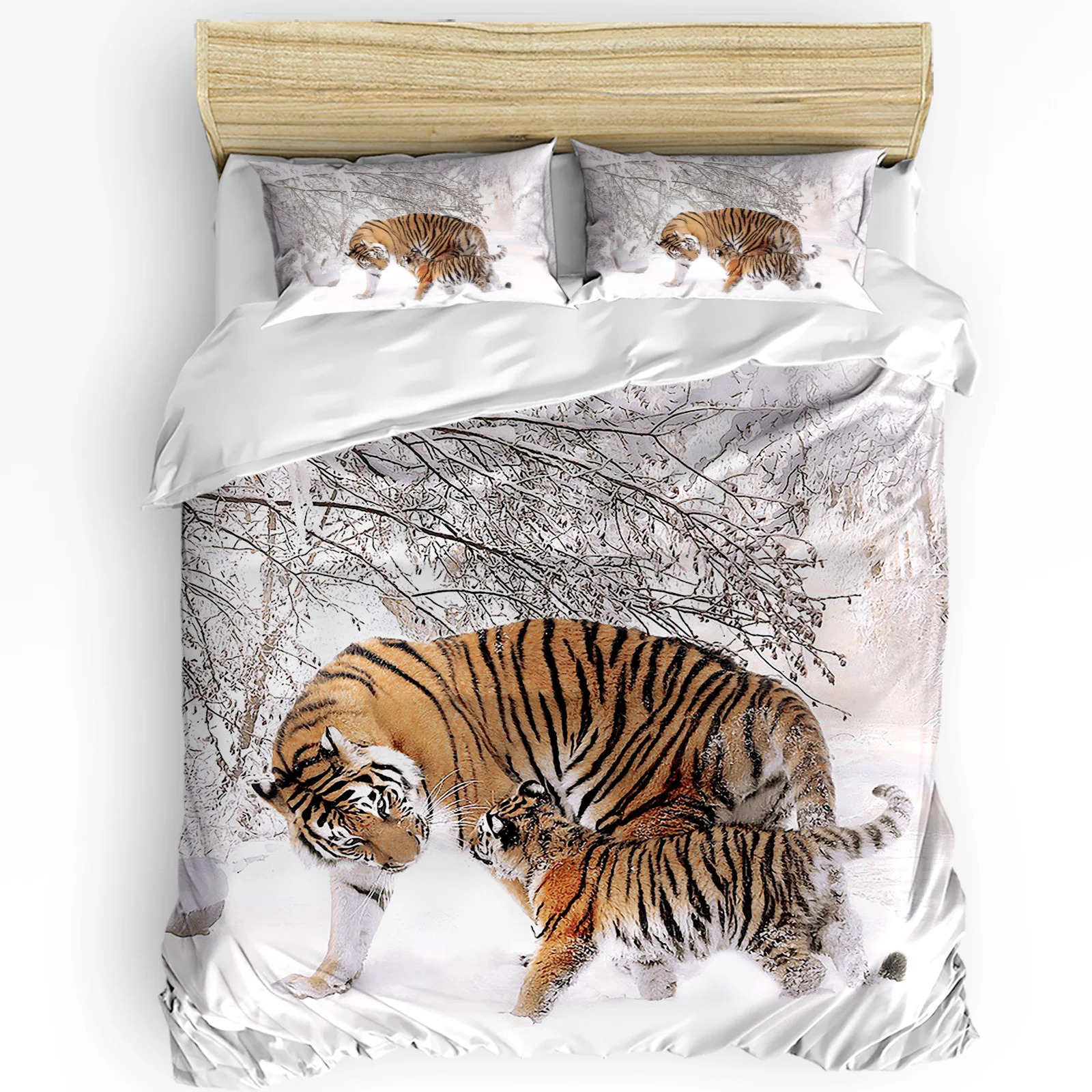 

Wild Animal Tiger Walking In The Snow Duvet Cover with Pillow Case Custom 3pcs Bedding Set Quilt Cover Double Bed Home Textile