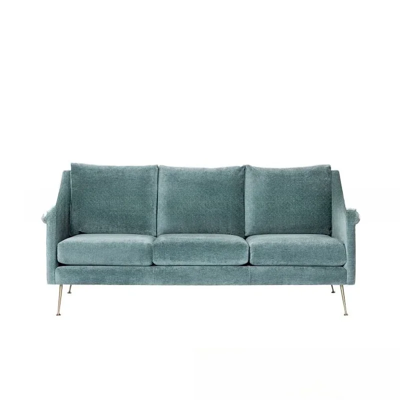 Simple Modern Metal Stainless Steel Fabric Single Sofa Furniture Sales Department Double Triple Sofa