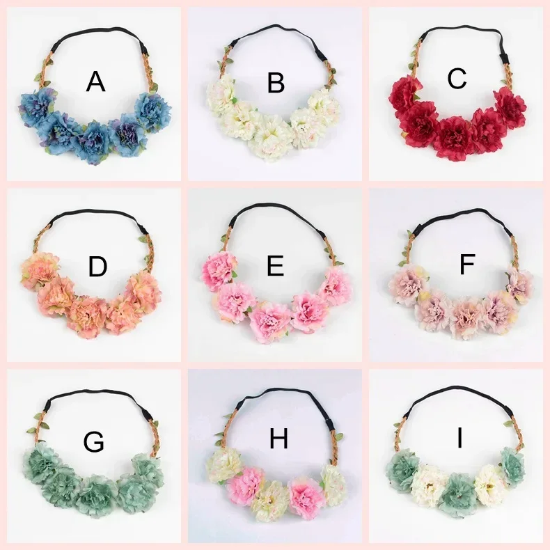 1PCS Spring Summer Seaside Beach Flowers Headdress Bridesmaid Wreath Hair Band Wedding Party Outdoor Girls Head Accessories