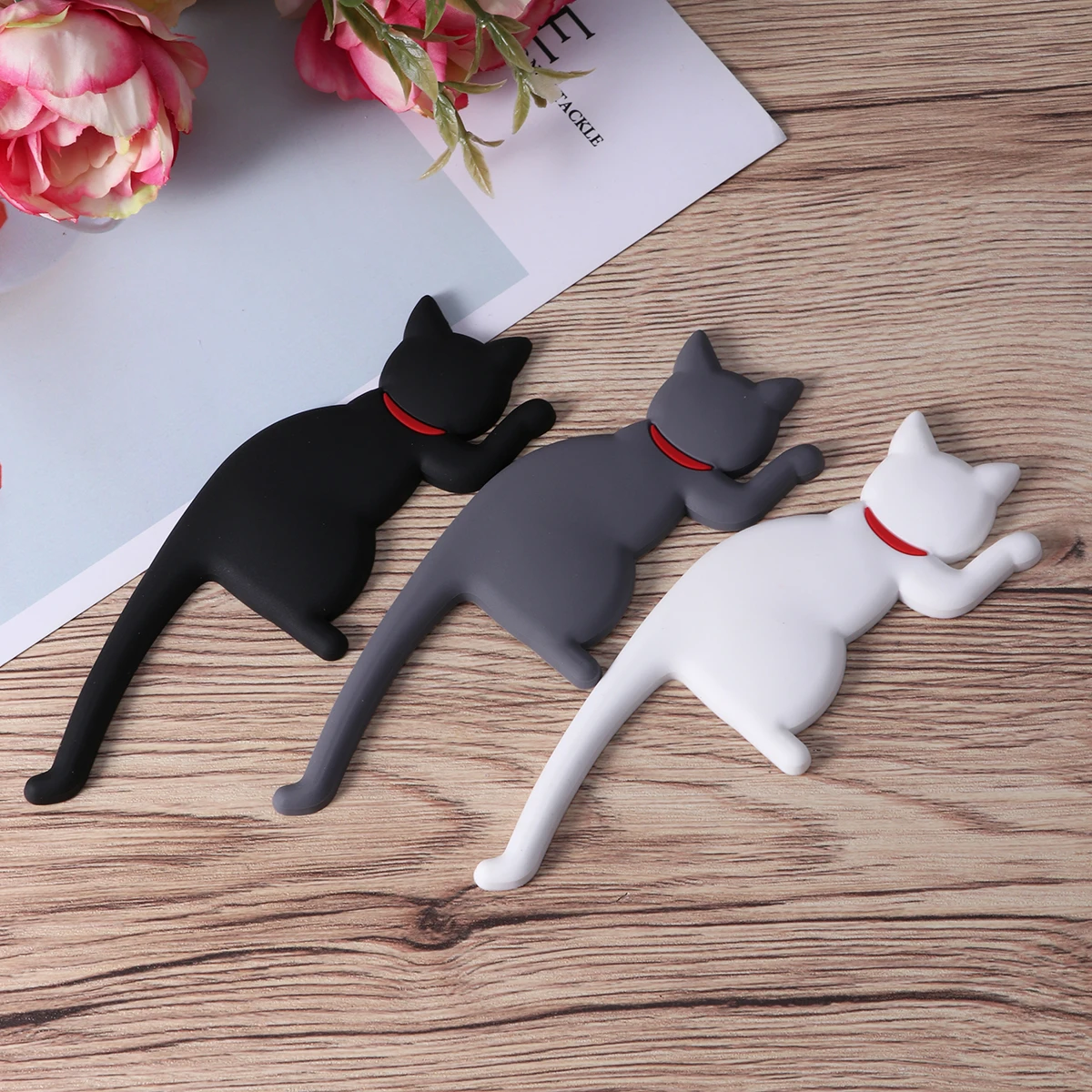 

3 Pcs Magnetic Hook Sticker Cat Tail Hanger Fridge Refrigerator Stickers Funny Hooks