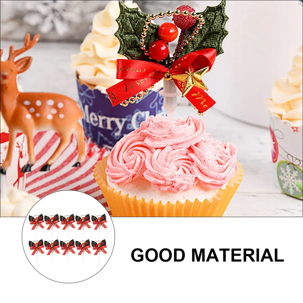 

10Pcs Xmas Cake Inserted Cards Plastic Creative Cake Toppers Christmas Cupcake Dessert Decoration Cupcake Toppers