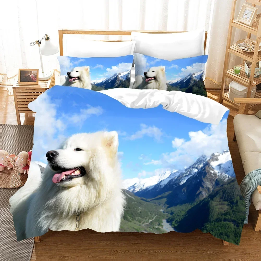 

3D Printed Samoyed Comfortable Duvet Quilt Cover Pillowcase Bedding Set Children Bedroom Decoration Home Textile