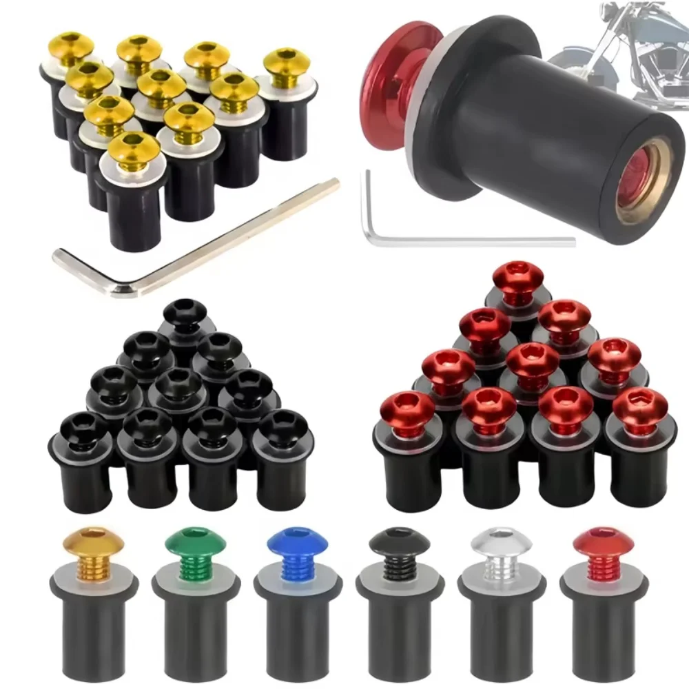 10PCS M5 X 16mm Aluminum Motorcycle Windshield Bolts Windscreen Screws Nuts Fasteners Universal for Suzuki Kawasaki Yamaha Ducat