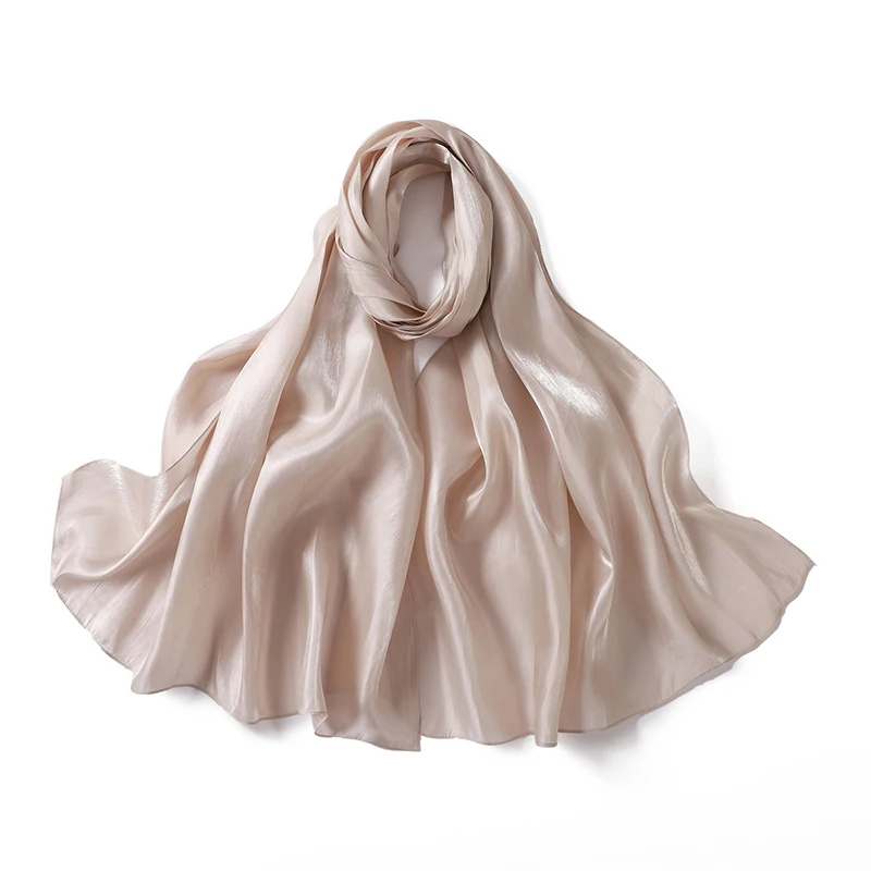 New Sparking Silk Satin Hijab Scarf Women Shawls Plain Muslim Women Hijabs Breathab Islam Women Turban Pleated Scarf Ramadan