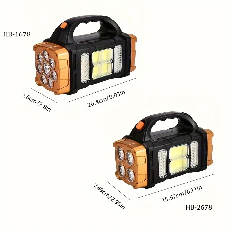 Portable Powerful USB Rechargeable Flashlight Solar LED Light With COB Work Light 4 Gear Charge Mobile Phone Camping Lamp