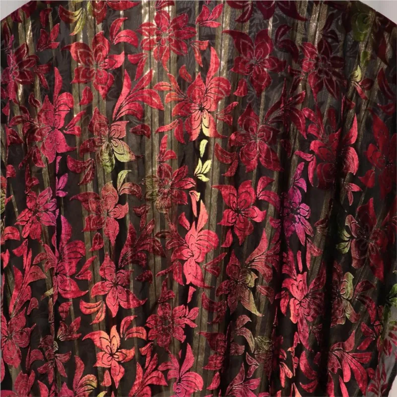 직조된 브로케이드 벨벳 모조 실크 금사 밝은 부패꽃 수작업으로 그린 원단 드레스