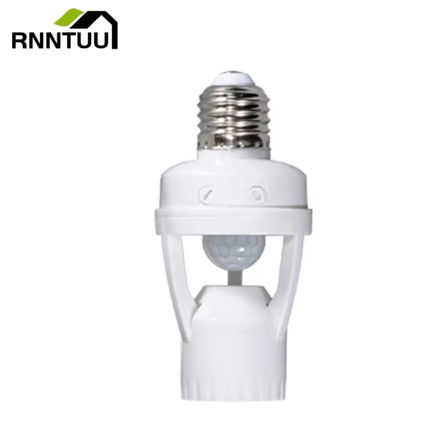 RnnTuu 360 stopni PIR indukcja człowieka czujnik ruchu LED lampka nocna gniazdo E27 podstawa AC 110V-220V czas opóźnienia regulowany przełącznik