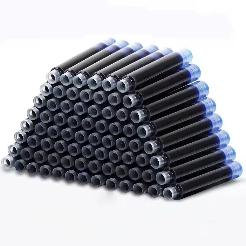 50pcs Fountain Pen Ink Cartridge Refills Bottle 4 Color Disposable Dia 3.4mm 2.6mm School Office Stationery Supplies CW-159